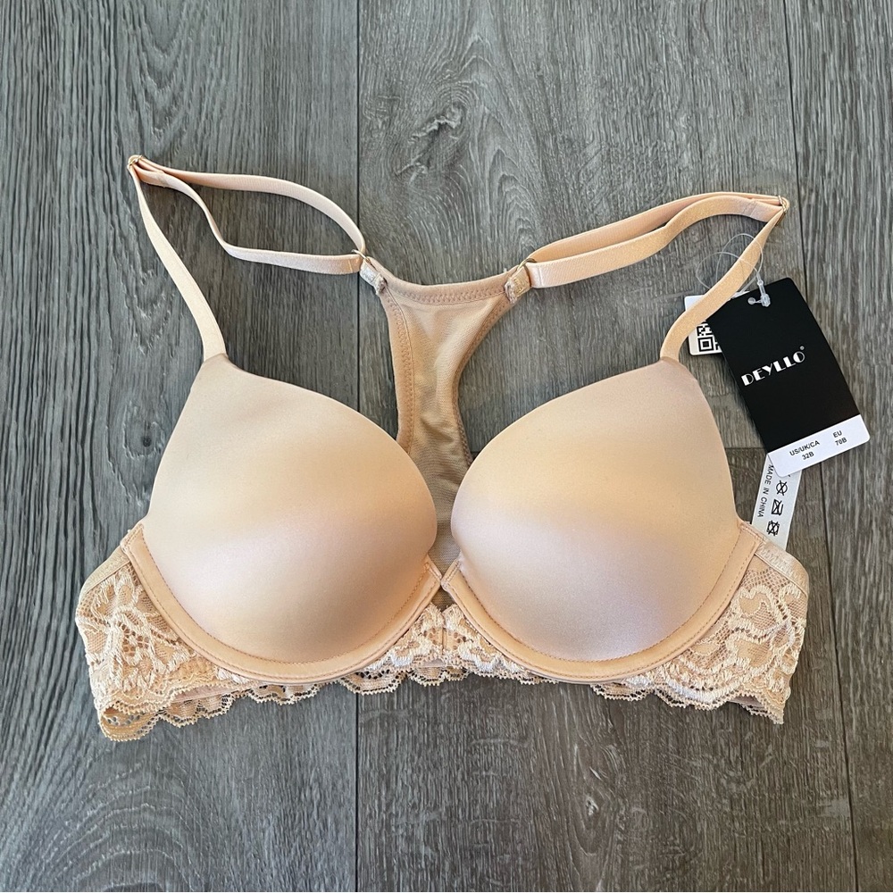 Deyllo New Tan Lace Bra Bralette Size 32B